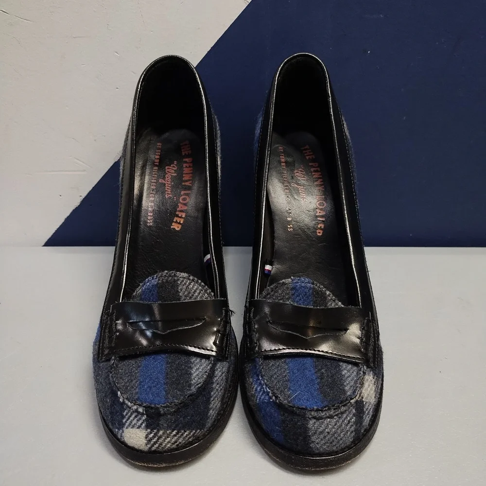 Weejuns Bass x Tommy Hilfiger Platform Penny Loafers Womens Size 7.5 Multi Plaid